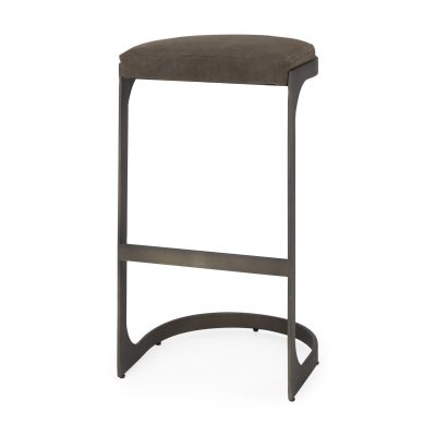 Tyson 17L x 18W x 31H Brown/Gray Suede W/ Metal Frame Bar Stool