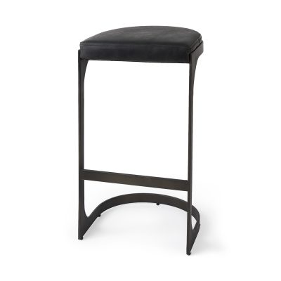 Tyson 17L x 18W x 31H Black Leather W/ Metal Frame Bar Stool