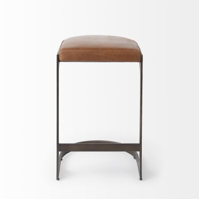Alternative view of Tyson 17L x 18W x 28H Brown Leather W/ Metal Frame Counter Stool