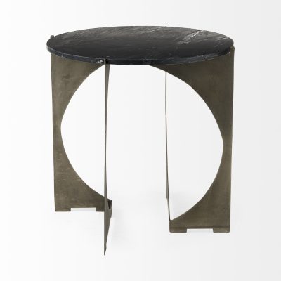 Alternative view of Reinhold II 21L x 21W x 21H Black Marble Top Iron Side Table