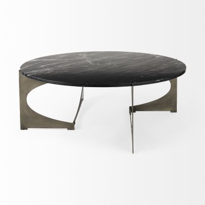 Alternative view of Reinhold III Black Marble Top Iron Coffee Table