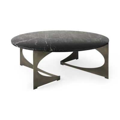 Reinhold III Black Marble Top Iron Coffee Table