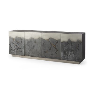 Roxdale 82.0L x 18.0W x 29.0H Acid Wash Metal Sideboard