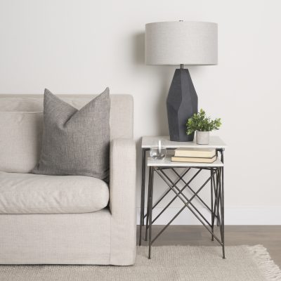 Alternative view of Lorlei 20.0L x 20.0W x 23.8H White Marble Top W/ Gray Iron Legs End and Side Table