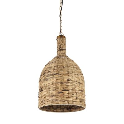 Campanile 16.0L x 16.0W x 27.0H Brown Whicker Pendant Light