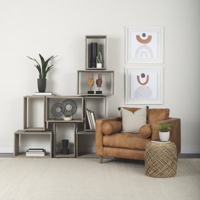 Alternative view of Simul (Set of 2) Light Brown Wood Modular Shelving Unit