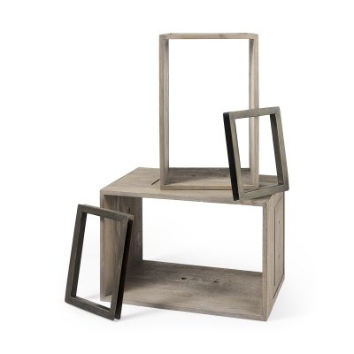 Simul (Set of 2) Light Brown Wood Modular Shelving Unit