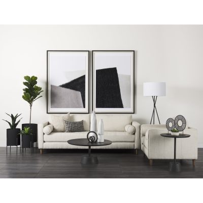 Alternative view of Maxwell 34L x 34W x 16H Dark Brown Wood W/ Black Metal Pedestal Base Round Coffee Table