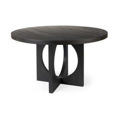 Liesl 54.L x 54.0W x 30.0H Black Wood W/ Circular Top Dining Table