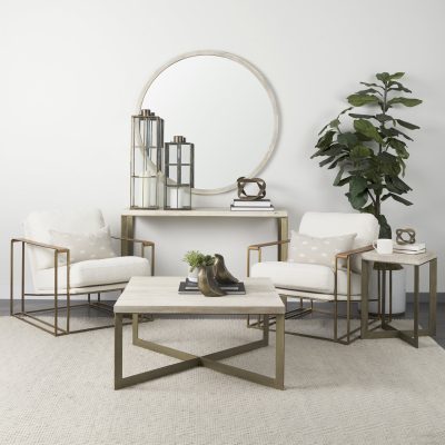 Alternative view of Faye 50L x 15W x 30H Beige Finished Wood W/Gold Metal Base Console Table