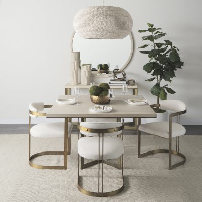Alternative view of Faye I 48L x 48W x 30H Beige Finished Wood W/Gold Metal Base Square Dining Table