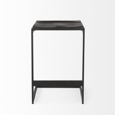 Alternative view of Kiran 17L x 17W x 26H Black Wood W/ Black Metal Base C-Shape Counter Stool