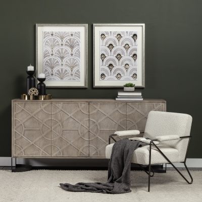 Alternative view of Vicunya Cream Fabric W/Gun Metal Gray Metal Frame Accent Chair