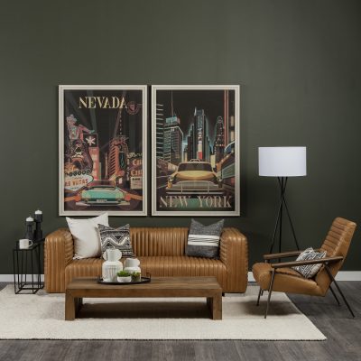 Alternative view of Grosjean Brown Leather Wrap Metal Frame Accent Chair