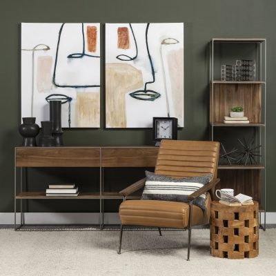 Alternative view of Morris II 19.75 x 15 x 72.5 Brown Wood and Silver Metal Frame 4 Shelf Shelving Unit