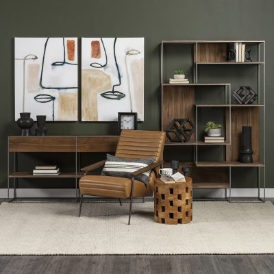 Alternative view of Morris I 63L x 15W x 31H Brown Wood w/ Silver Metal Frame 2 Drawer Console Table