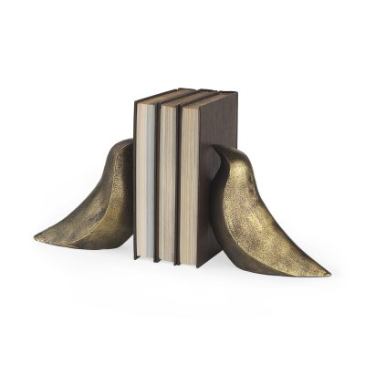 Dover (Set of 2) 15L x 4W Gold Aluminum Dove Bookends