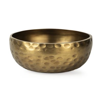 Karmel 12L x 12W Gold Hammered Aluminum Bowl