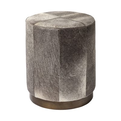 Zahavi I 23"H grey-toned hair-on-hide ottoman