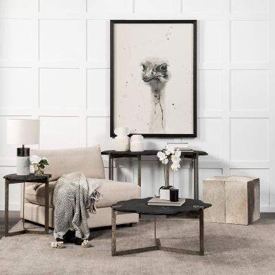 Alternative view of Shale III 50L x 20W Black Live-Edge Slate and Iron Console Table