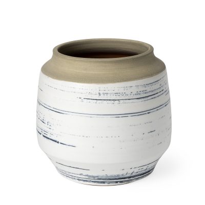Sonnett Short White/Blue Ceramic Vase