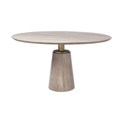 Maxwell II 54" Round Brown Solid Wood Top Brown Wood/Gold Metal Base Dining Table