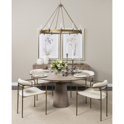 Alternative view of Maxwell II 54" Round Brown Solid Wood Top Brown Wood/Gold Metal Base Dining Table