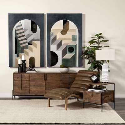 Alternative view of Glenn VI 71.5x18 Dark Brown Wood Frame w/ Black Iron Accent, 6 Drawer, 2 Door Cabinet Sideboard