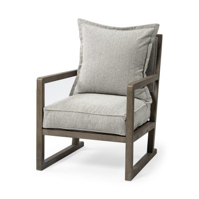 Sherlock Frost Gray Wood Frame Accent Chair
