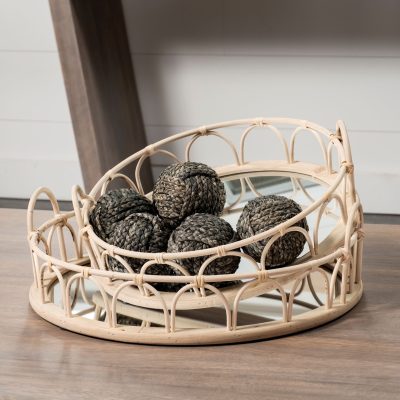 Alternative view of Leona (Set of 2) Natural Wicker Woven Mirrored Base Nesting Trays