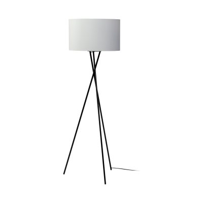 Ambrose 20.0L x 20.0W x 61.8H Black Metal W/White Fabric Shade Floor Lamp