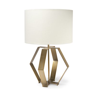 Edwards (26"H) Gold Metal Base w/ Cream Fabric Shade Table Lamp
