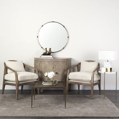 Alternative view of Stella 17L x 17W White Round Marble Top W/Gold Base Accent Table