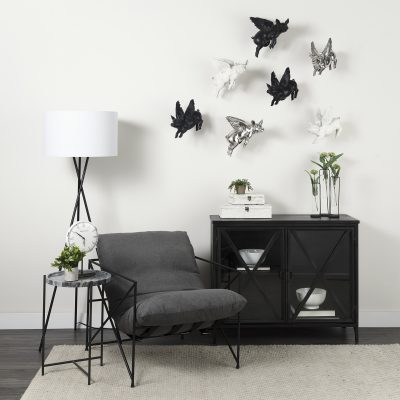 Alternative view of Stella 17L x 17W Gray Round Marble Top W/Black Base Accent Table