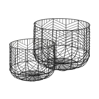 Idris Set of 2 Black Metal Geometric Mesh Bowls