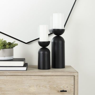 Alternative view of Alex Small Black Metal Cylindrical Table Candle Holder