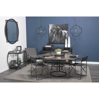 Alternative view of Helena 20L x 20W Black Metal Mirrored Bottom Round Serving Tray