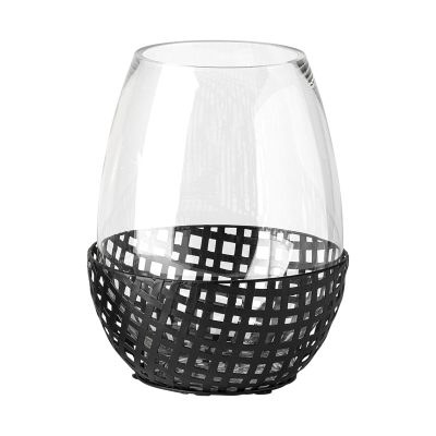 Reena II Large Black Woven Metal Base Table Candle Holder