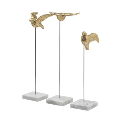 Aya Set of 3 11L x 4W Gold Metal Decorative Birds