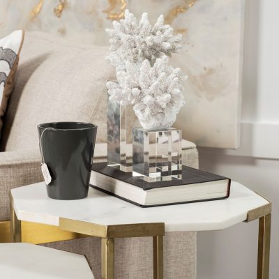 Alternative view of Isla (Large) 5L x 5W White Replica Resin Coral On Clear White Glass