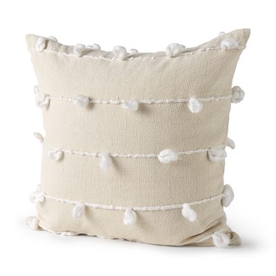 Erica 20 x 20 Cream With White Detail Decorative Pillow Cover