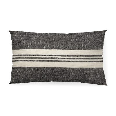 Sharon 14 x 26 Black With Stripes Decorative Pillow Cover