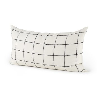 Suzanne 14 x 26 White/Black Square Pattern Decorative Pillow Cover