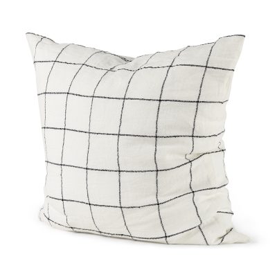 Suzanne 22 x 22 White/Black Square Pattern Decorative Pillow Cover