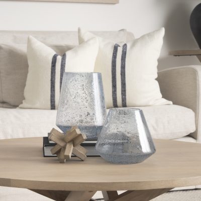 Alternative view of Sandra 18 x 18 Beige With Blue Stripes Decorative Pillow Cover