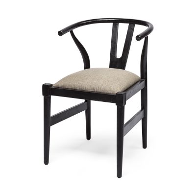 Trixie I  Black Wooden Base w/ Dark Taupe Fabric Seat Dining Chair