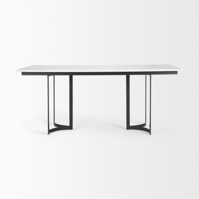 Alternative view of Tanner I 71L x 35W Rectangular White Marble W/ Metal Base Dining Table