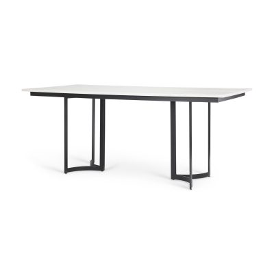 Tanner I 71L x 35W Rectangular White Marble W/ Metal Base Dining Table