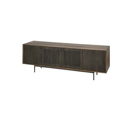 Grace I Two-Toned Brown Solid Wood TV Stand Media Console with Slated Doors, TV up to 82"