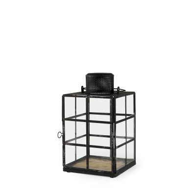 Gamfield  6.1L x 6.1W x 10.6H Small Black Metal and Glass Lantern